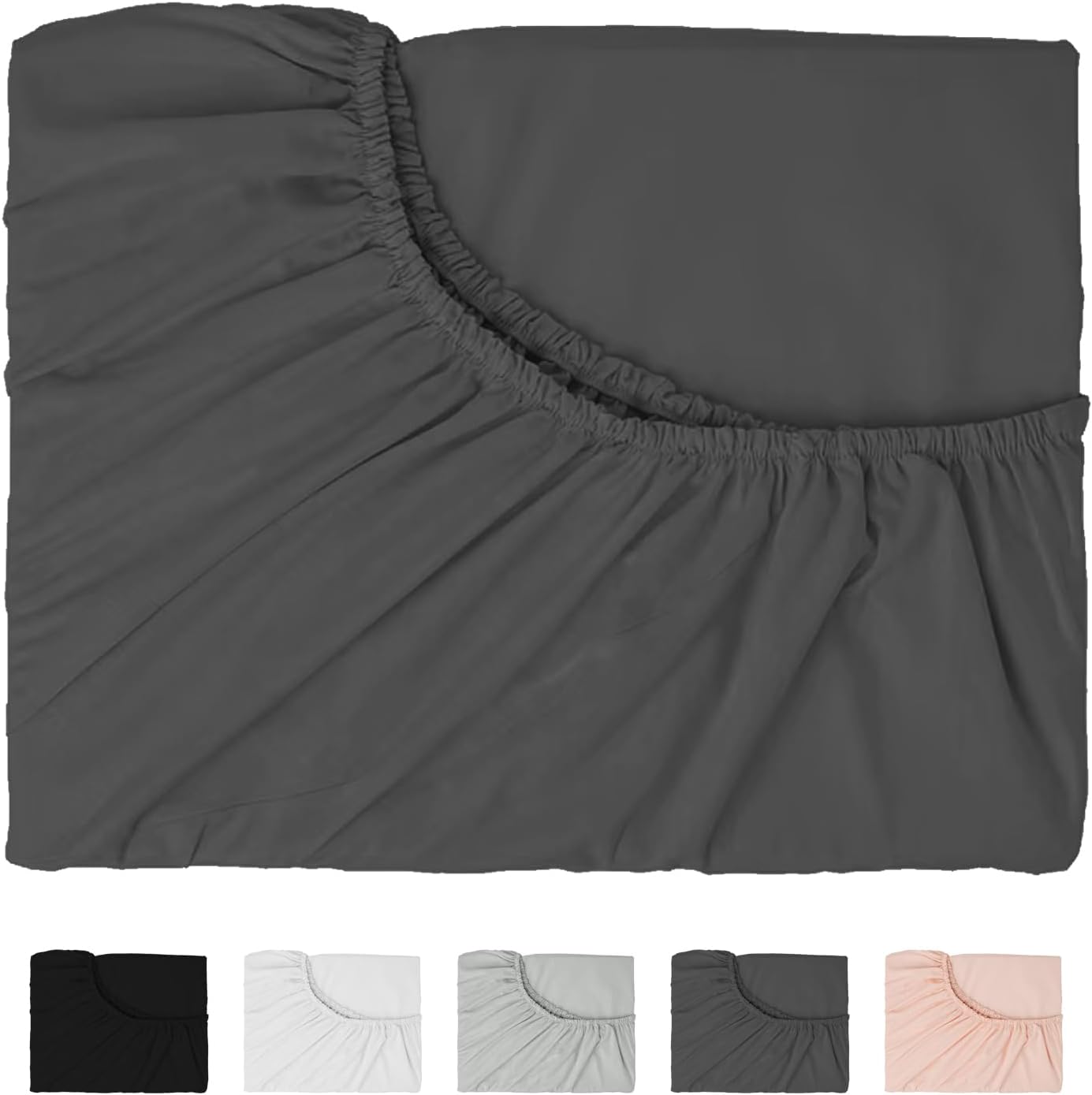 100% Microfiber Size Fitted Sheet Only, Ultra Soft Hotel Quality 14" Deep Pocket, XL Bed Sheet Matress Protector for Dormitory, Machine Washable and Non-Fade, 39x75 inches, Dark Gray