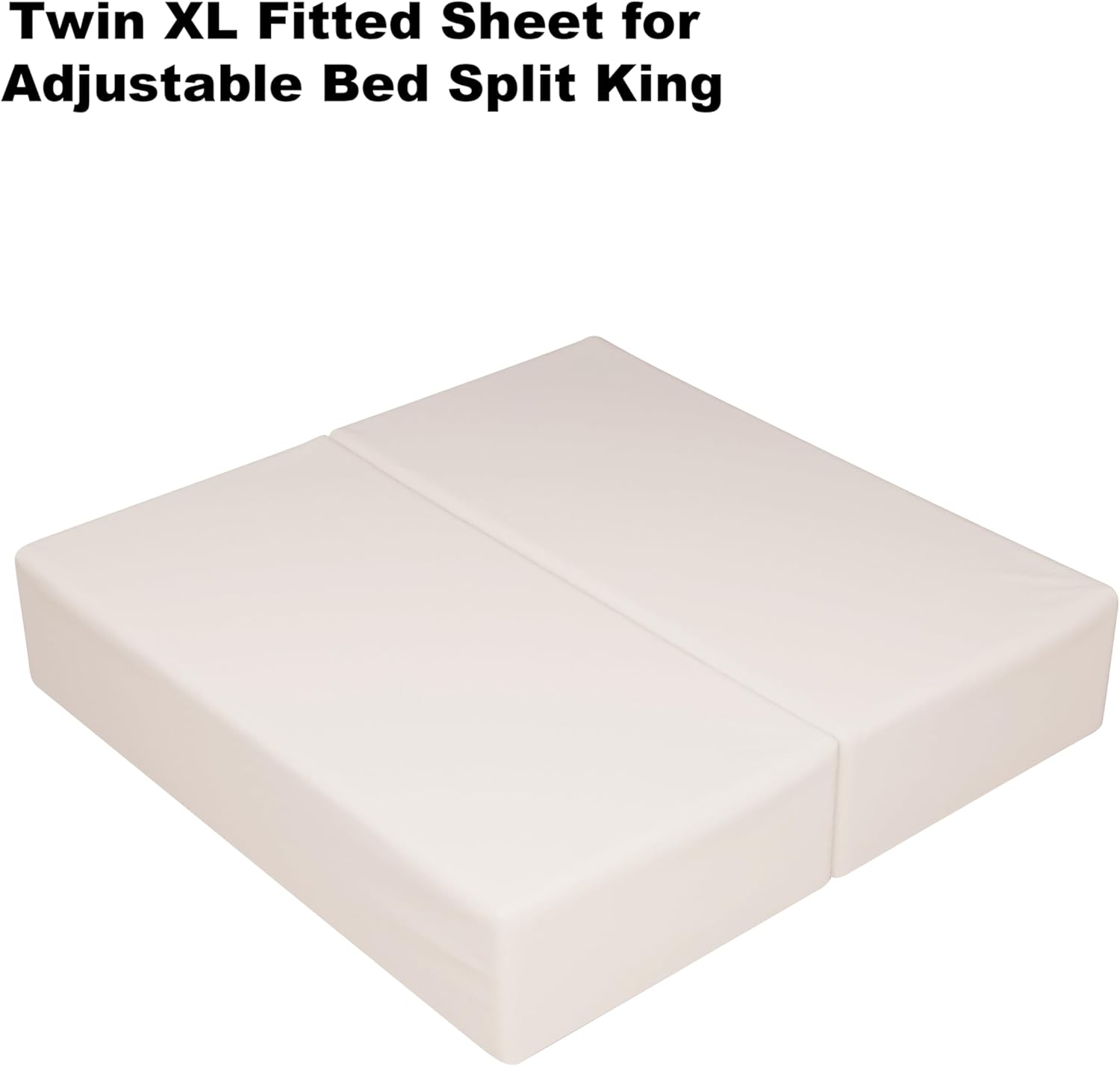 2-Pack Pure Cotton XL Fitted Sheet for Adjustable Bed Split King, 600 TC 16" Deep Pocket Egyptian Cotton Fitted Sheet (2pcs, XL, Light Beige) - Image 2