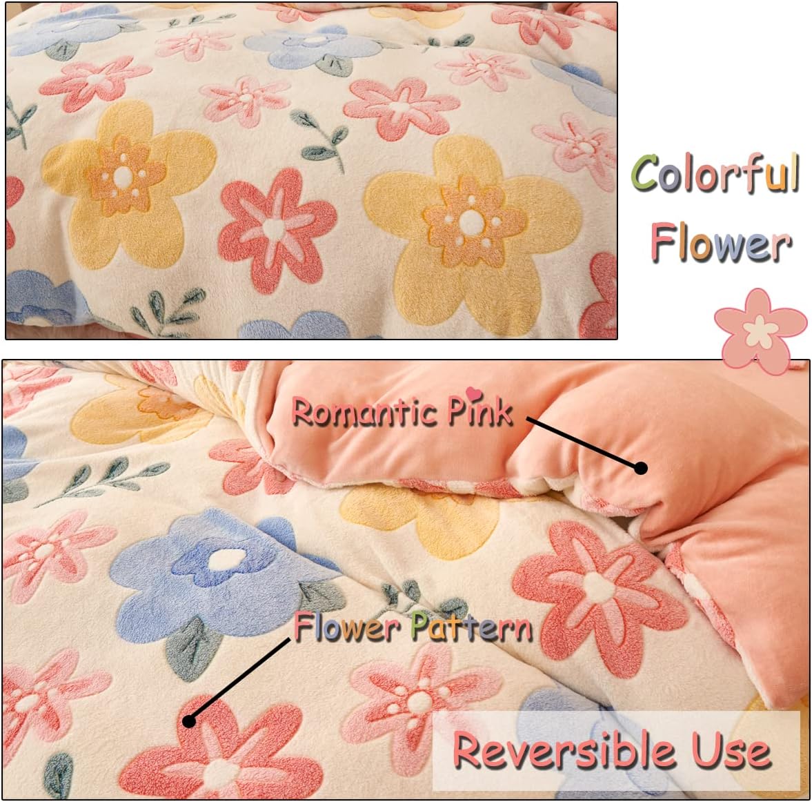 Pink Floral Children's Duvet Cover - Large Size - Image 2