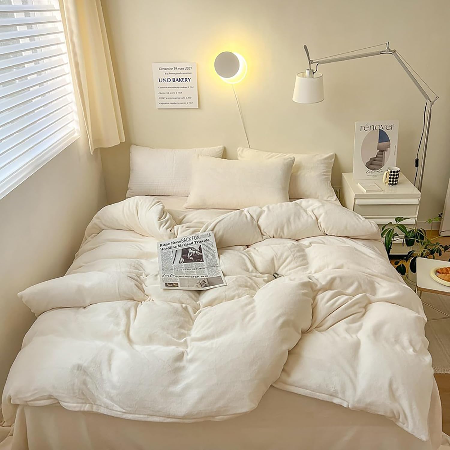 White Velvet Comforter Set Full Fluffy All White Bedding Comforter Set Flannel Plush Cozy Blanket Quilts Winter Thick Warm Sherpa Micromink Solid White Comforter Set with 2 Pillowcases