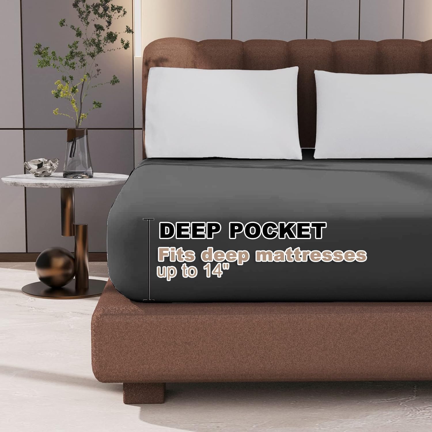 100% Microfiber Size Fitted Sheet Only, Ultra Soft Hotel Quality 14" Deep Pocket, XL Bed Sheet Matress Protector for Dormitory, Machine Washable and Non-Fade, 39x75 inches, Dark Gray - Image 2