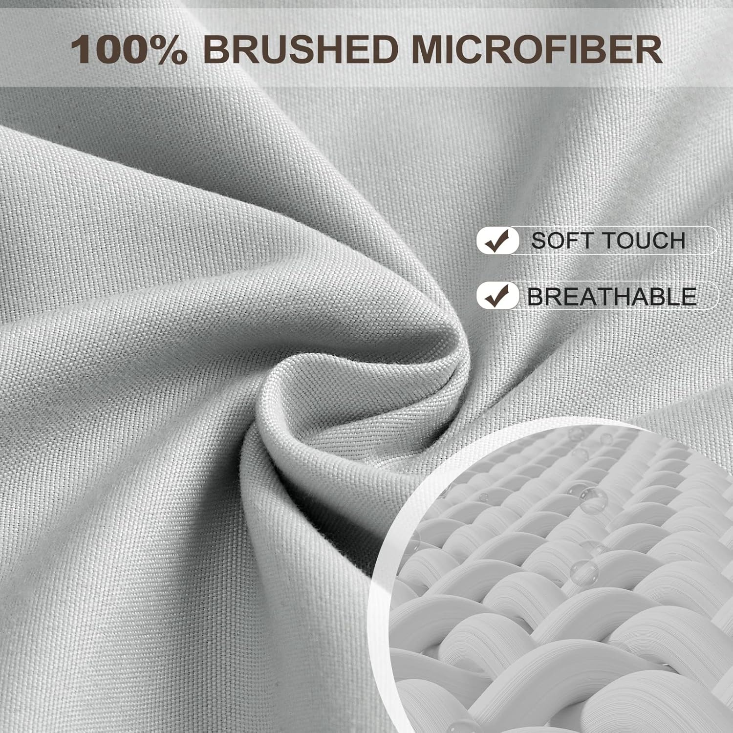 Queen Fitted Sheet - Hotel Quality, Ultra Soft & Breathable, Brushed Microfiber, Deep Pocket, Queen Size Bed (Light Grey) - Image 2