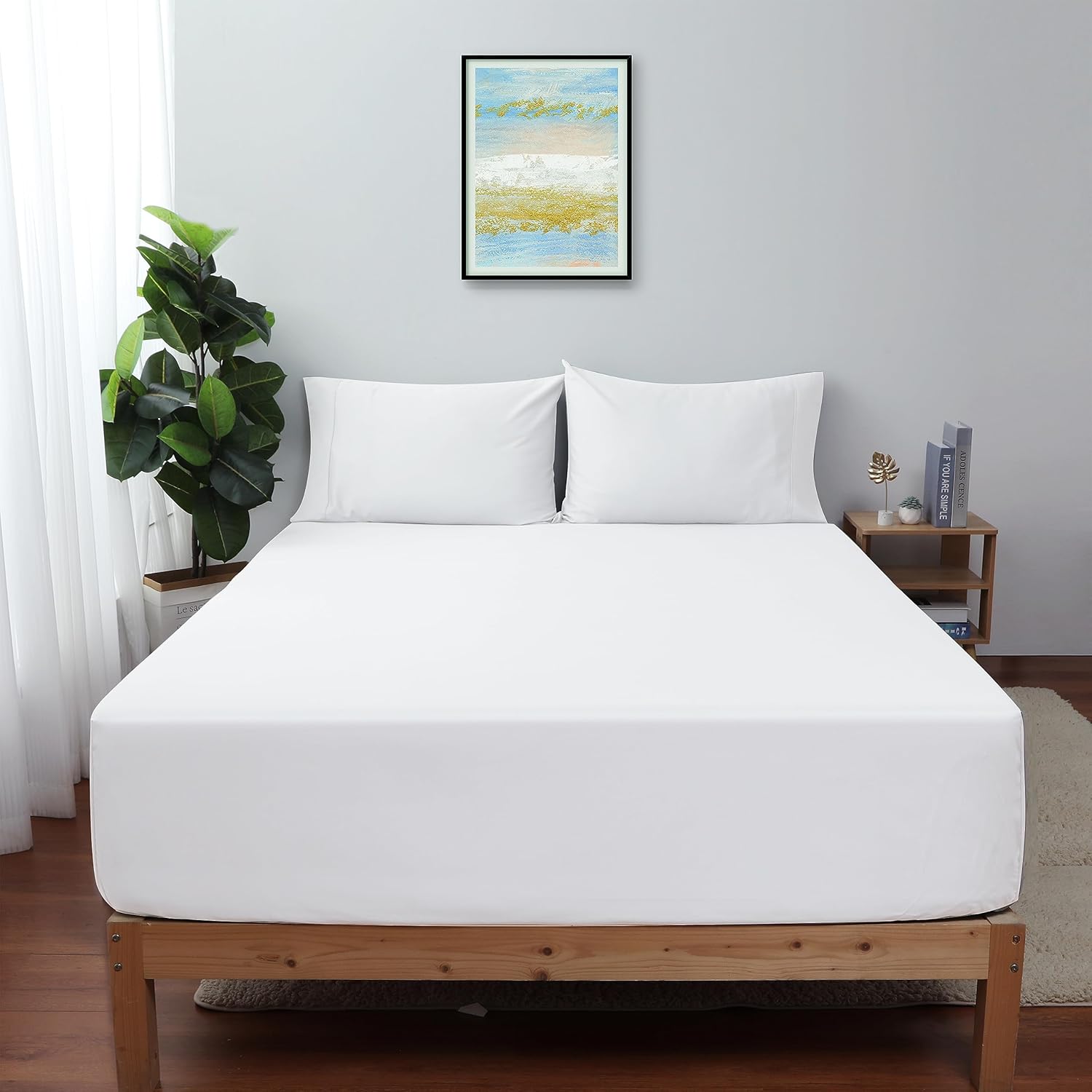 King Size Fitted Sheet Only White, 100% Egyptian Cotton 600 Thread Count, 16" Deep Pocket Premium Cotton Mattress Sheet (1 Bottom Sheet Only)