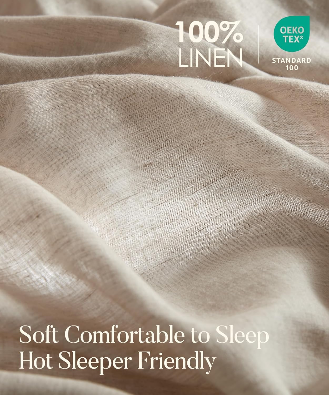 Pure Linen Sheets Set, 100% Linen from Normandy, Breathable and Durable for Hot Sleepers, 4 Pcs Set - 1 Flat Sheet, 1 Fitted Sheet, 2 Pillowcases (Natural Linen, Queen) - Image 2